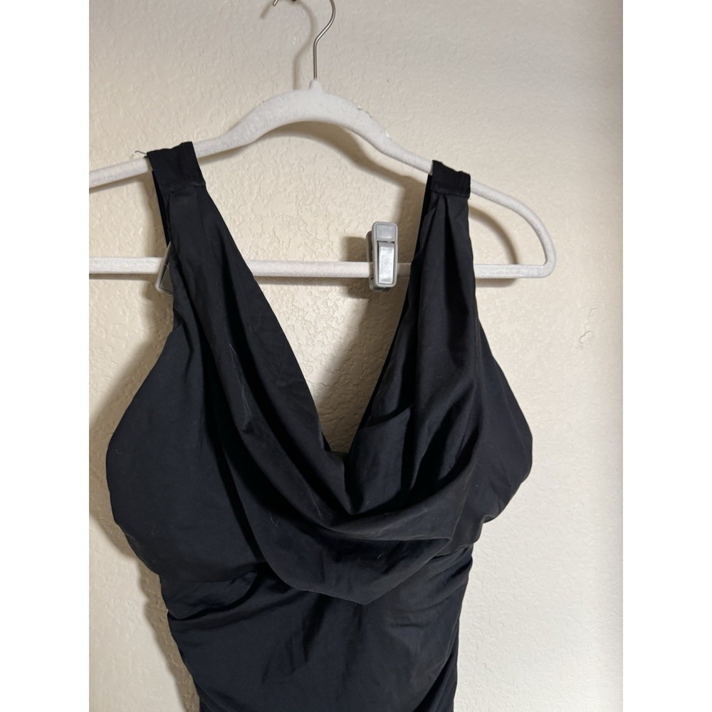 miraclesuit draped swimsuit bathing suit one piece size 10 in black slimming - Picture 2 of 5